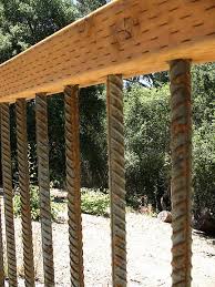 See the railing design 17. 26 Rustic Rebar Railing Ideas Rebar Railing Railing Stair Railing