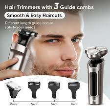 Sejoy Men's Electric Shaver, 5 in 1 Rotary Razor Trimmer, Cordless  Rechargeable Waterproof Grooming Kit, Brown