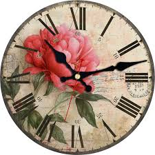 Experienced sales team · exclusive items · a+ bbb rated Wonzom Red Flowers 6 16 Inch Romain Numbers Silent Decorative Wall Clock Wooden Cardboard Wall Clocks For Living Room Wall Clocks Aliexpress