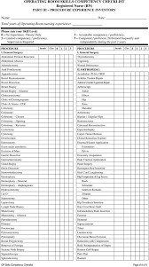 Operating Room Skills Competency Checklist Registered Nurse