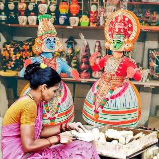 Handcrafted Kondapalli wooden toys and artisan workshop, AI generated