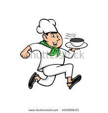 Mascot Icon Illustration Of A Speedy Chef Running Serving A Pot Or Plate Of Food Viewed From Side On Isolated Background Icon Illustration Illustration Mascot
