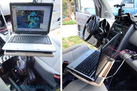 Here S The Laptop Mount In The Car Photo By Chris Kridler Chriskridler Com Skydiary Com Diy Car Car Interior Diy Car