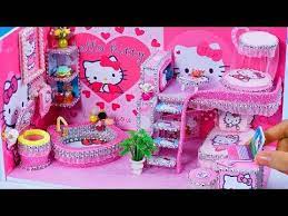 Diy Miniature Dollhouse Bathroom And Bedroom Hello Kitty Room Decor 26 Youtube Hello Kitty Room Decor Hello Kitty Rooms Dollhouse Bathroom