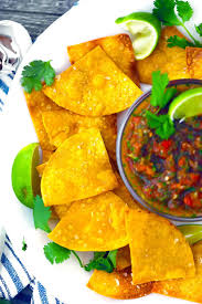 Our taco shack chips are a thicker restaurant style chip made in our . Homemade Baked Tortilla Chips Bowl Of Delicious
