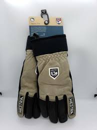 New Hestra Army Leather Wool Terry Gloves Size 7 8 Earth Brown Black Alpine Pro