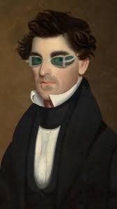 In 1837, the future American industrialist and philanthropist, Jeptha Homer  Wade, painted a portrait of his landlord wearing cool shades. Yes, it’s a  genuine painting!
