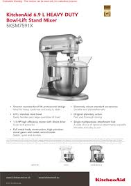 Spare Parts And Accessories For Kitchenaid Heavy Duty Mixer Metallic Silver Ca988 Easyequipment Uk