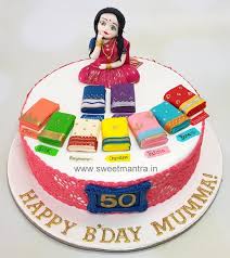 Design Birthday Cake For Mother In Law Customized Cake With Lady Confused Over Lots Of Sarees For A Mom S 50th Birthday In Pune Birthday Cake For Mom Personalized Cakes Cake Designs Birthday
