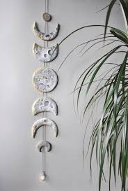 Moon phases metal wall art. Lunar Decor Moon Phases Wall Hanging Moon Phase Garland Moon Etsy Moon Decor Crystal Wall Clay Crafts