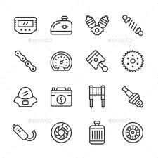 Set Line Icons Of Motorcycle Parts Line Icon Icon Sharpie Art