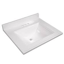 It is the ideal surface for wet applications because it resists the growth of mold, mildew and bacteria. Design House Camilla 25 In Cultured Marble Vanity Top In Solid White With Basin 557629 The Home Depot