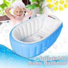 We also have super practical folding bathtubs that are easy to take out and put away when it's a bath time. Lnkoo Inflatable Baby Bathtub Bath Tub Foldable Air Swimming Pool Travel Shower Basin Seat Baths For Newborn Infant Kids Ith Soft Cushion Central Seat Blue Walmart Com Walmart Com