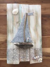 Paletten Treibholz Kieselbild Segelboot Treibholz Paletten Segelboot