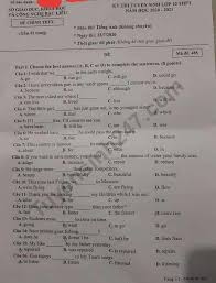 Học sinh lớp 9 ở hà nội bắt đầu làm bài môn ngữ văn từ 8h30 đến 10h và tiếng anh từ. Ä'ap An Ä'á» Thi Mon Tiáº¿ng Anh Vao Lá»›p 10 Tá»‰nh Báº¡c Lieu NÄƒm 2020