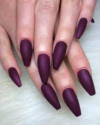 Plum Deep Berry Wine Colored Matte Long Coffin Nails Both Color And Length Look So Elegant Nail Nail Dark Purple Nails Purple Nails Coffin Nails Designs