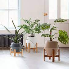 Ilya Turned Wood Planters Speckled Stone West Elm Wood Planters Indoor Planters Planter Stand