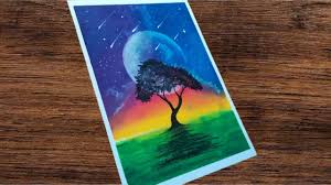 Download cara melukis pantai di malam hari dan bulan menggunakan akrilik di atas kanvas. Oil Pastel Drawing 83 Cara Menggambar Pemandangan Malam Galaxy Dan Cara Menggambar Gambar Drawing
