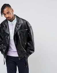 To give you the best experience on asos, and to make sure the asos ads you see on other sites are relevant. Asos Oversized Faux Leather Biker Jacket In Black For Men Lyst