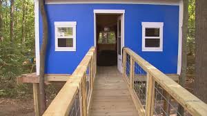 A magical hideaway, nestled deep. Dozens Of Volunteers Across 2 States Build Dream Treehouse For Boy With Terminal Illness Abc News