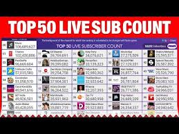 Top 50 Youtube Live Sub Count Pewdiepie Vs T Series More