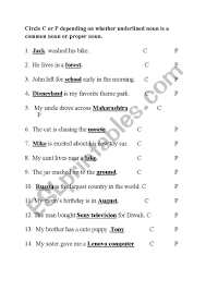 Tick ( ) the words that are noun and cross ( ) the words that are not. Common Noun Vs Proper Noun Esl Worksheet By N Agarwal