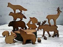 Wooden Forest Animals Natural Wood Animals Montessori Etsy Wood Animal Animal Cutouts Forest Animals