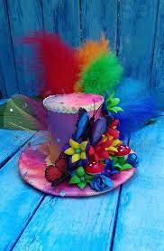 Rainbow Mini Top Hat Made On The Hair Clip Metal Headband Plastic Headband Elastic Band Occassion Alic Alice In Wonderland Hat Tea Party Hats Mini Top Hat