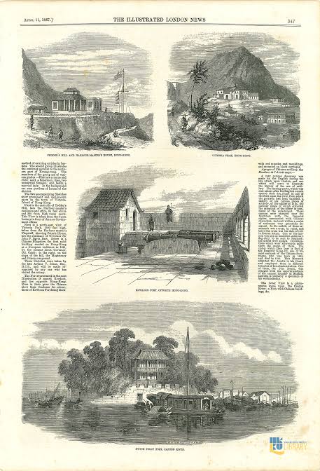 Pedder's Hill and Harbour-Master's House, Hong Kong ; Victoria Peak, Hong Kong ; Kowloon Fort, opposite Hong-Kong ; Dutch Folly Fort, Canton River | Hong Kong Baptist University Library Art Collections