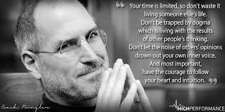 Your time is limited. Don't let the noise of others' opinions drown out  your own inner voice. #Jobs