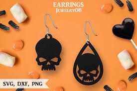 Download Halloween Earrings Svg Cut File Teardrop Skull By Design Time Thehungryjpeg Com
