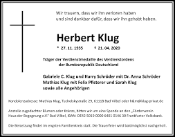Traueranzeigen von Herbert Klug