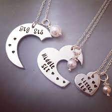 Personalized Necklace Set Hand Stamped Jewelry Big Sis Middle Sis And Little Sis Sister Set 3 Pieces Sister Necklace Set Friend Necklaces Bff Jewelry