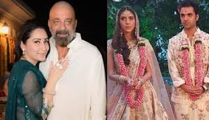 Sanjay Dutt And Maanayata Dutt Attend Their Niece Siya S Wedding Pose For A Perfect Family Picture Bride Look Celebrity Weddings Wedding