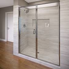 Basco Infinity Shower Door Fits 45 46 Inch Opening Clear Glass Silver Finish Bypass Sliding Shower Doors Shower Doors Chrome Shower Door