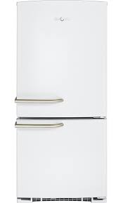 Top freezer refrigerator in white, energy star. Ge Artistry Retro Refrigerator