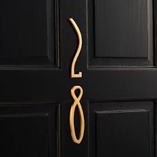 Modern house sign plaque door number street gold metal glass effect solar light. Modern Art Deco Matte Brass Gold Chrome House Door Number Sign Ebay