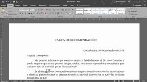 Escriba una carta de recomendación para un profesional de la empresa. Como Hacer Una Carta De Recomendacion En Word Youtube