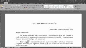 Ejemplo de carta de recomendacion laboral descarga gratis cartas de recomendacion ejemplo de carta carta de referencia Como Hacer Una Carta De Recomendacion En Word Youtube