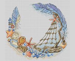 Ocean seashell cross stitch pattern. Sea Wreath Cross Stitch Pattern Shells Cross Stitch Fishnet Etsy Cross Stitch Patterns Cross Stitch Sea Cross Stitch Letters