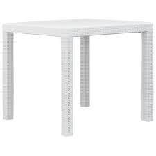 Icon white square plastic outdoor side table. Garden Table White 79x79x72 Cm Plastic Rattan Look