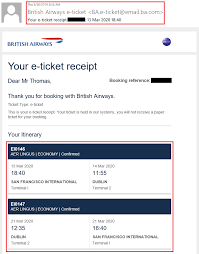 British Airways Email Confirmation For Sfo Dub Aer Lingus Award Flights 1 Travel With Grant