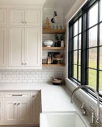 White Kitchen With Black Windows Subway Tile Backsplash With Black Grout To Work With Black Windows I Decided Kitchen Design Black Windows White Kitchen Tiles
