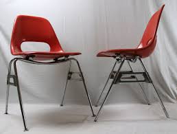 2 Vintage Krueger Red Fiberglass Shell Stacking Chairs Etsy Chair Decor Vintage Finds