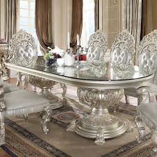 Silver Wood Long Dining Table By Homey Design 3 360 00 Luxury Dining Room Round Dining Table Sets Dining Table Setting