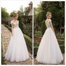 Free Shipping 100 53 Piece Buy Wholesale Simple Garden Wedding Dresses With Cap Sleeves Lace Fl Outdoor Wedding Dress Garden Wedding Dresses Bridal Ball Gown