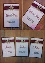 Burgundy And Ivory Winter Themed Wedding Table Names With Diamante Snowflake Embellishment Www Je Wedding Table Themes Wedding Table Names Wedding Invitations