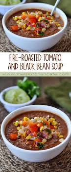Black Bean And Corn Salsa Recipe Fire Roasted Tomato And Black Bean Soup With Fresh Salsa Recipe Roasted Vegetable Soup Bean Soup Black Bean Soup