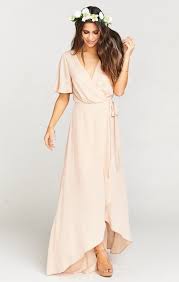 Sophia Brightens The Room Wherever She Goes Her Delicate Flutter Sleeve And Cinch Blush Bridesmaid Dresses Bridesmaid Dresses With Sleeves Wrap Wedding Dress