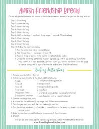 Printable Amish Friendship Bread Instructions Amish Friendship Bread Friendship Bread Friendship Bread Starter